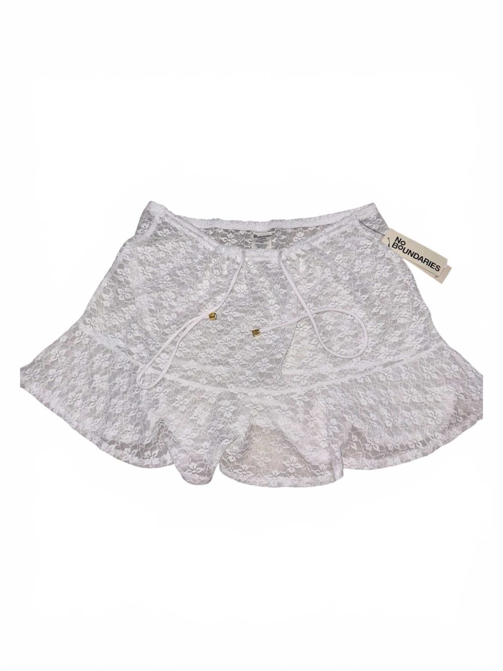 No Boundaries White Lace Ruffle Women’s Swimsuit Cover Skirt